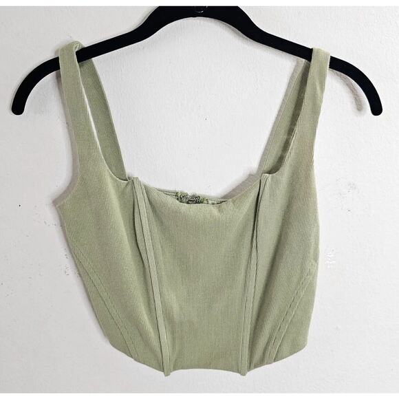 Beige Botany Ultra Soft Structured Mint Green Square Neck Corset Crop Top Small - Picture 2 of 8